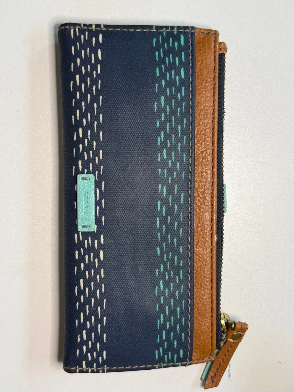 Navy & Brown Fossil Wallet - Picture 2 of 3